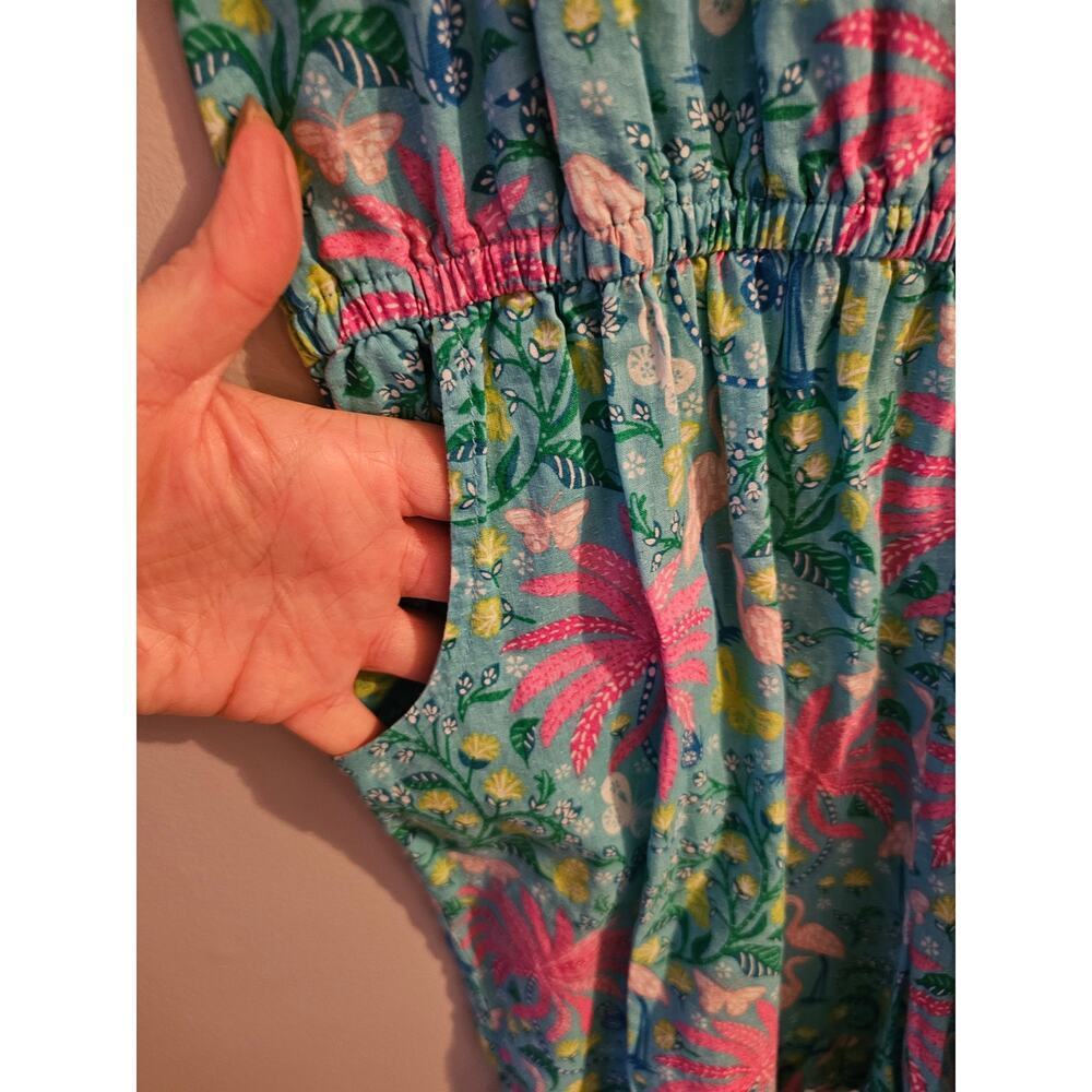 Boden flamingo tropical print girls romper ruffle hem sz 13/14 youth K98 - Picture 7 of 7